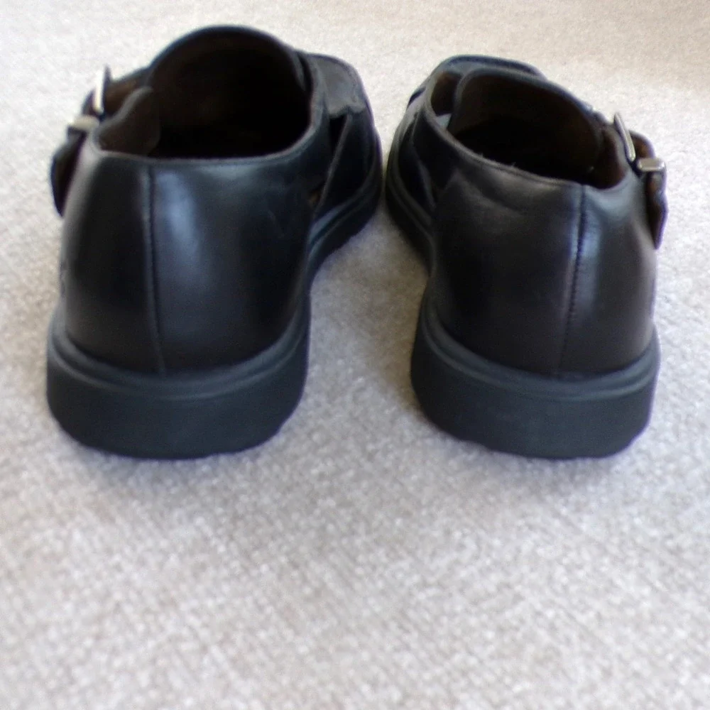 Vintage Timberland Fisherman Sandals Black Leather Buckle Shoes 89001 Mens 9.5M